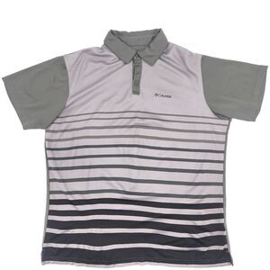 Columbia Omni-Wick Polo Shirt Men Extra Large XL Grey Striped  Short Sleeve Gorp